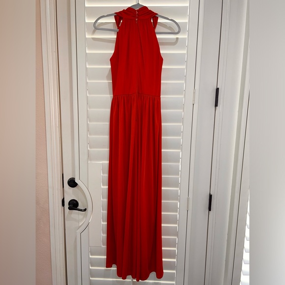 VTG 70s Donald Brooks Orange Crepe Grecian Jumpsuit Dramatic Wide Leg USA - Picture 4 of 13